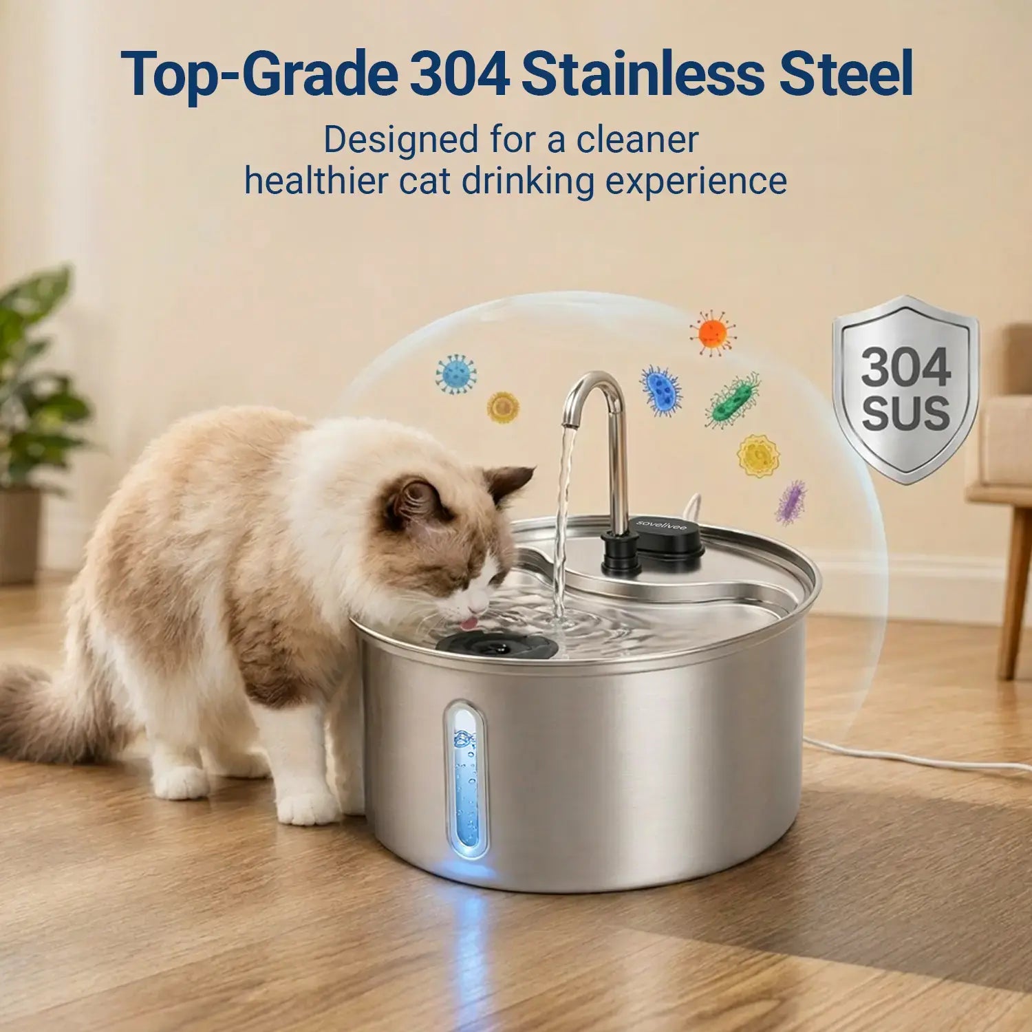 Sovelivee's Fancy Feline Fountain: A Splashy Spa Experience for Cats and Pintsized Pooches with a Water Alarm that Doesn’t Go “Meow”!