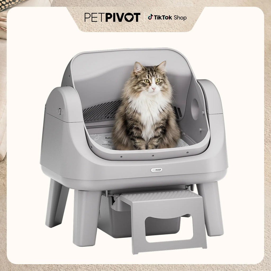 The Purr-fect Poop Palace: The Cat's Throne of Self-Cleaning Awesomeness with a Front Step for Fancy Felines and Triple Safety Features – No Tech Support Needed!