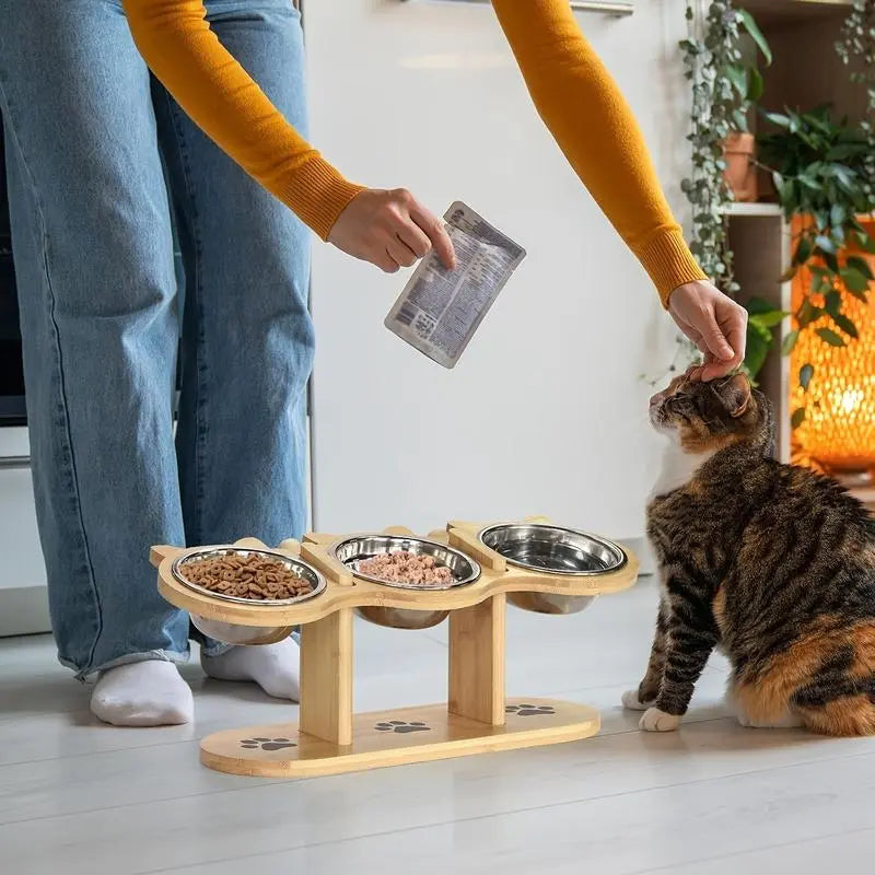 Cat's Gourmet Dining Experience: The Posh Paws Buffet Station for Feline Foodies - Now with Extra Stands for Your Royal Highnesses!