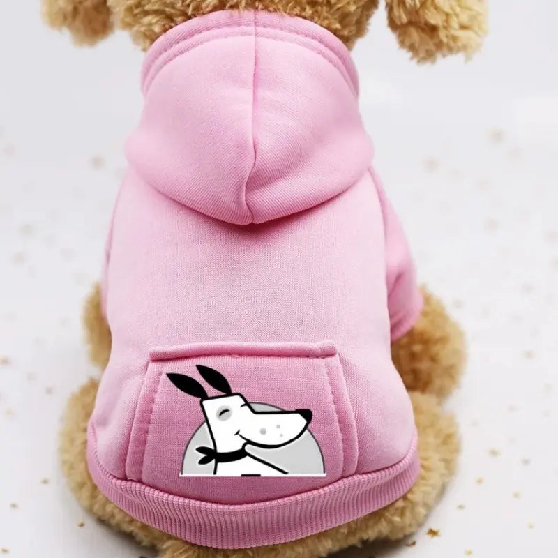 Warm Winter Hooded Dog Sweatshirt Sweater with Pocket, Small Dogs Clothing, Chihuahua Jacket, Puppy and Cat Apparel, Graphic Pattern, Clothes