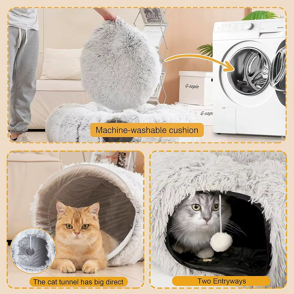 Feline Fort of Snuggles: The Purrfect Plush Playground & Naptime Nook for Couch Surfer Cats!