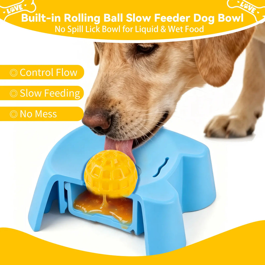 Bowl of Smackdown: The Ultimate Slow Chow Challenge for Pooches – Perfect for Sipping Bone Juice & Yogurt – Anxiety Zapper for Fido (Blue) - Mid-Year Mischief Sale at TikTok’s Playground!