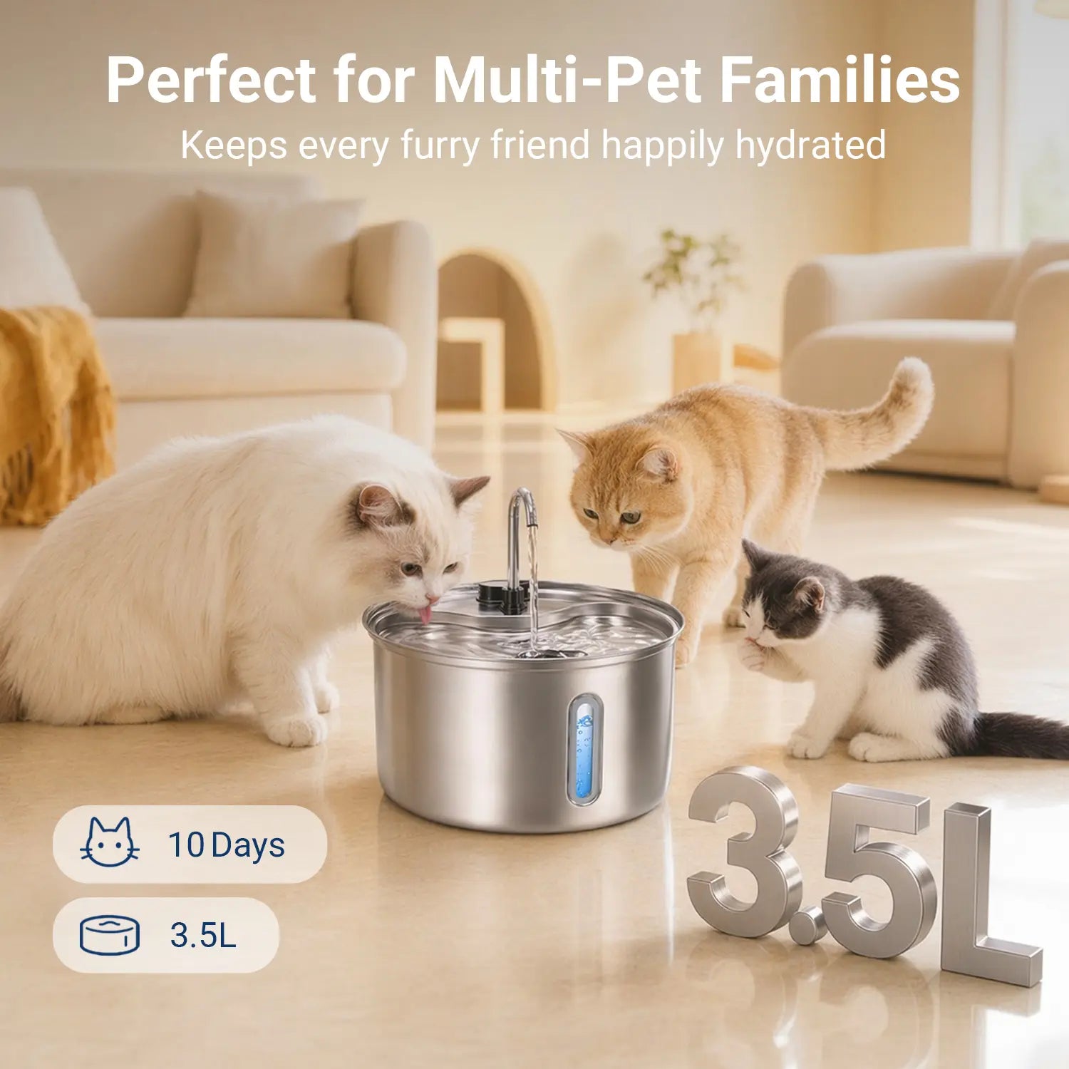 Sovelivee's Fancy Feline Fountain: A Splashy Spa Experience for Cats and Pintsized Pooches with a Water Alarm that Doesn’t Go “Meow”!