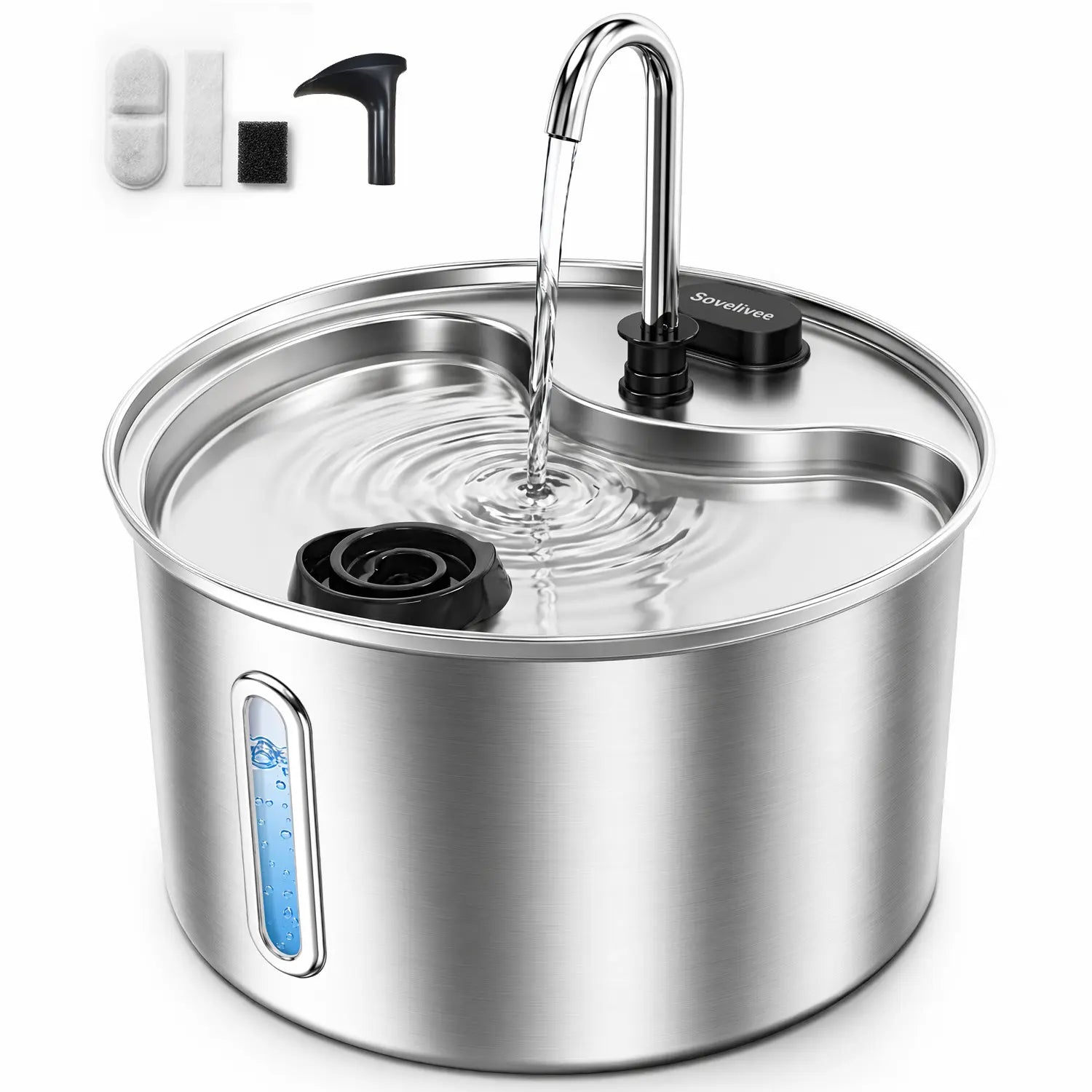 Sovelivee's Fancy Feline Fountain: A Splashy Spa Experience for Cats and Pintsized Pooches with a Water Alarm that Doesn’t Go “Meow”!