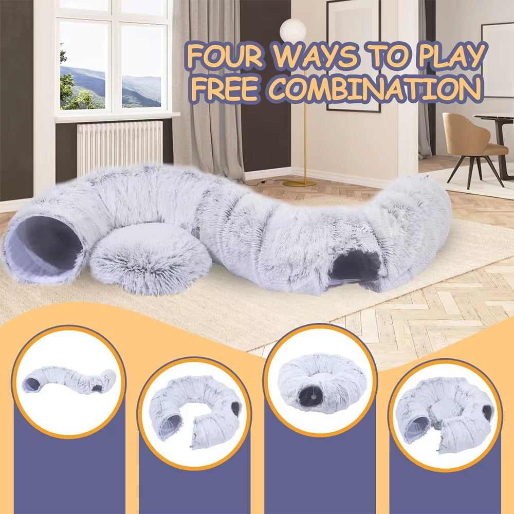 Feline Fort of Snuggles: The Purrfect Plush Playground & Naptime Nook for Couch Surfer Cats!