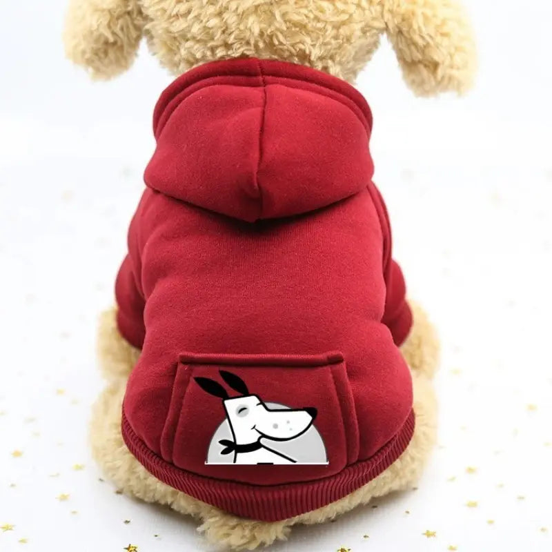 Warm Winter Hooded Dog Sweatshirt Sweater with Pocket, Small Dogs Clothing, Chihuahua Jacket, Puppy and Cat Apparel, Graphic Pattern, Clothes