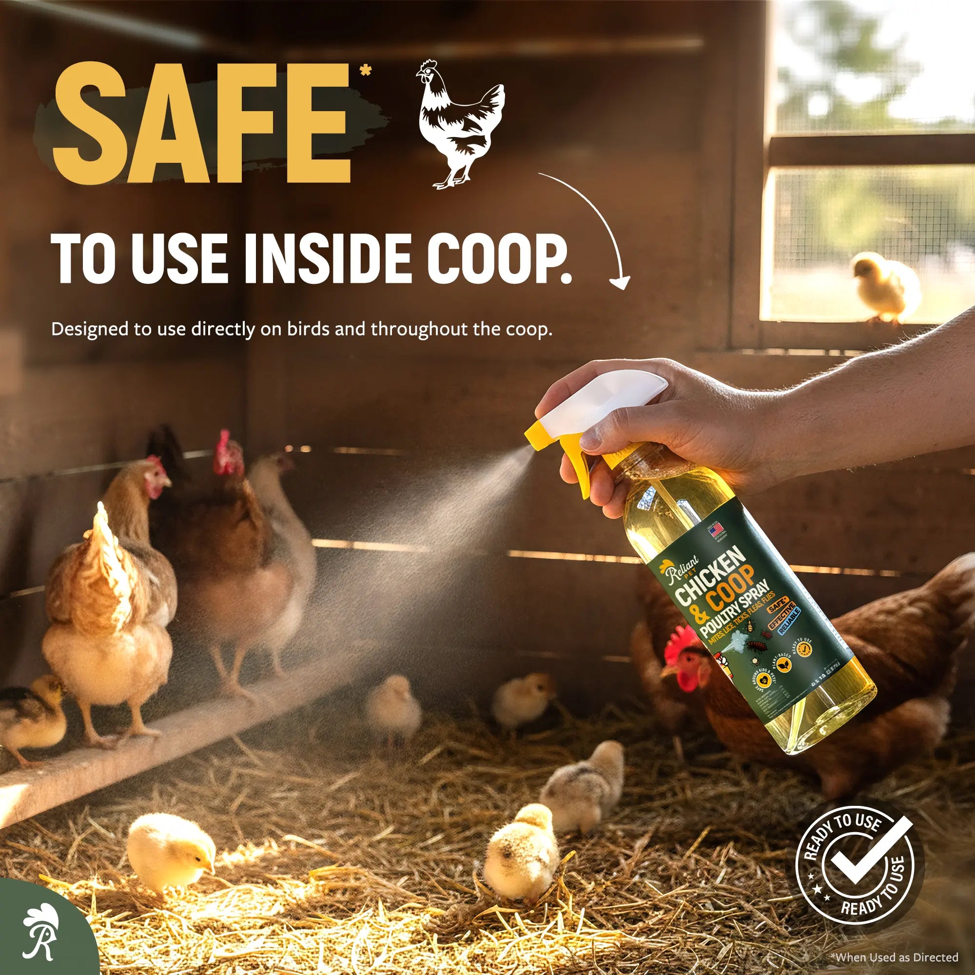 Reliant Pet Chicken & Coop Poultry Spray for Mites,Lice,Ticks,Fleas and Flies - Safe for Use on Chickens and No Egg Removal Needed - Sale - Mother'S Day Sale - Father'S Day Sale - Deals for You Days Sale
