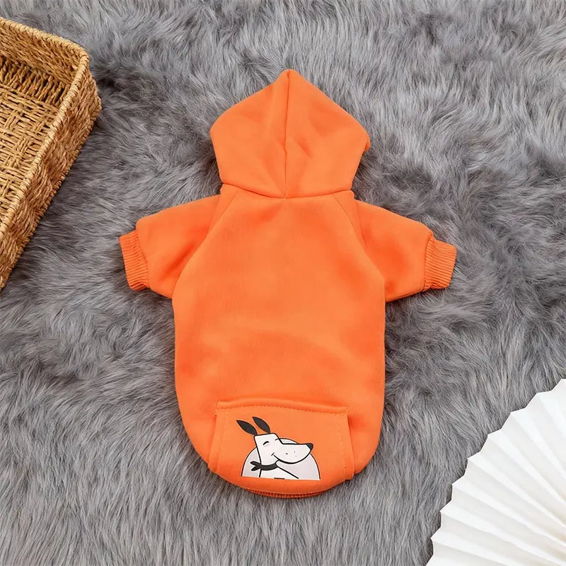 Warm Winter Hooded Dog Sweatshirt Sweater with Pocket, Small Dogs Clothing, Chihuahua Jacket, Puppy and Cat Apparel, Graphic Pattern, Clothes