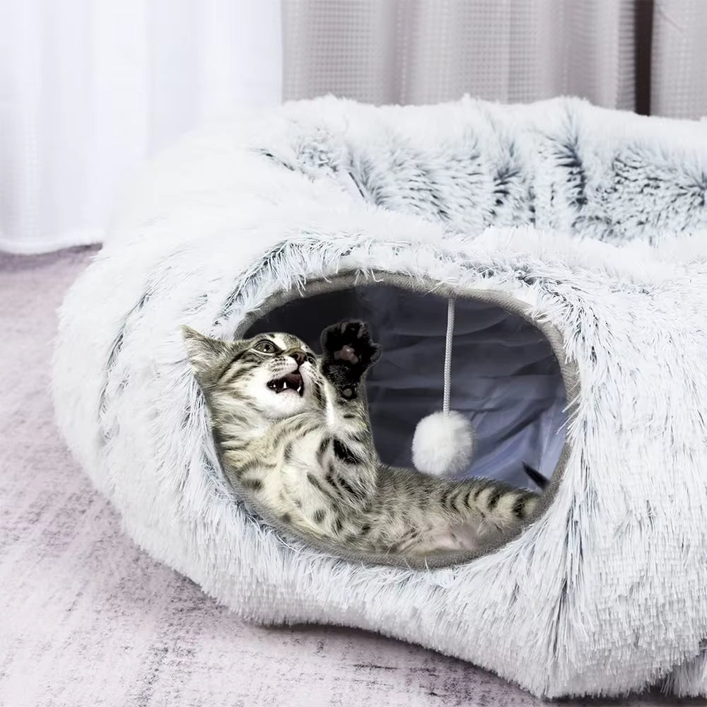 Feline Fort of Snuggles: The Purrfect Plush Playground & Naptime Nook for Couch Surfer Cats!