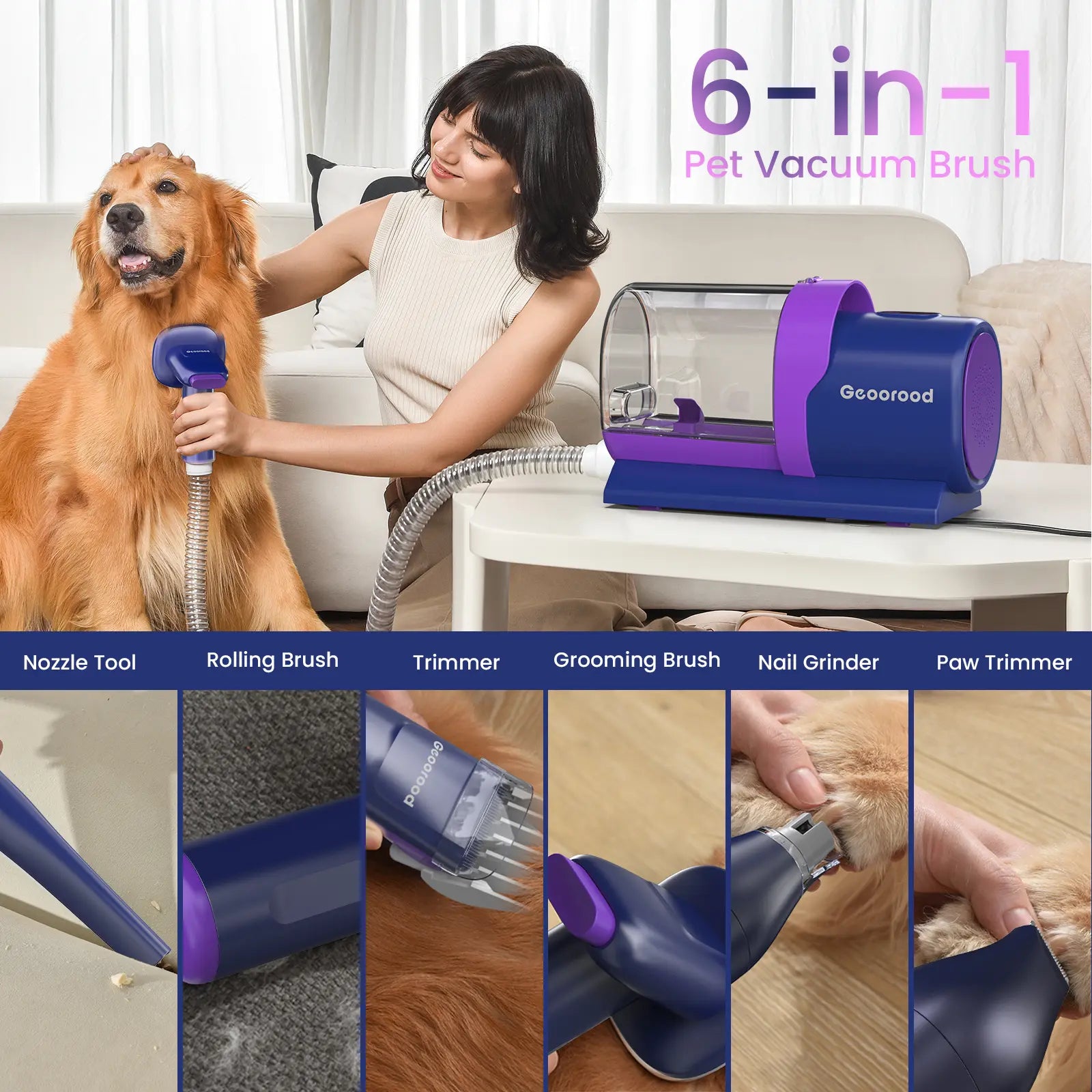 Geoorood's Furry Tornado Tamer: The Vacuum Brush That Makes Your Dog Look Fabulous While Sucking Up the Shedding Shenanigans!